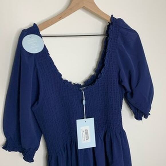 Hill House The Luisa Nap Blue Navy Crepe Dress Womens New Size XL - Picture 8 of 16